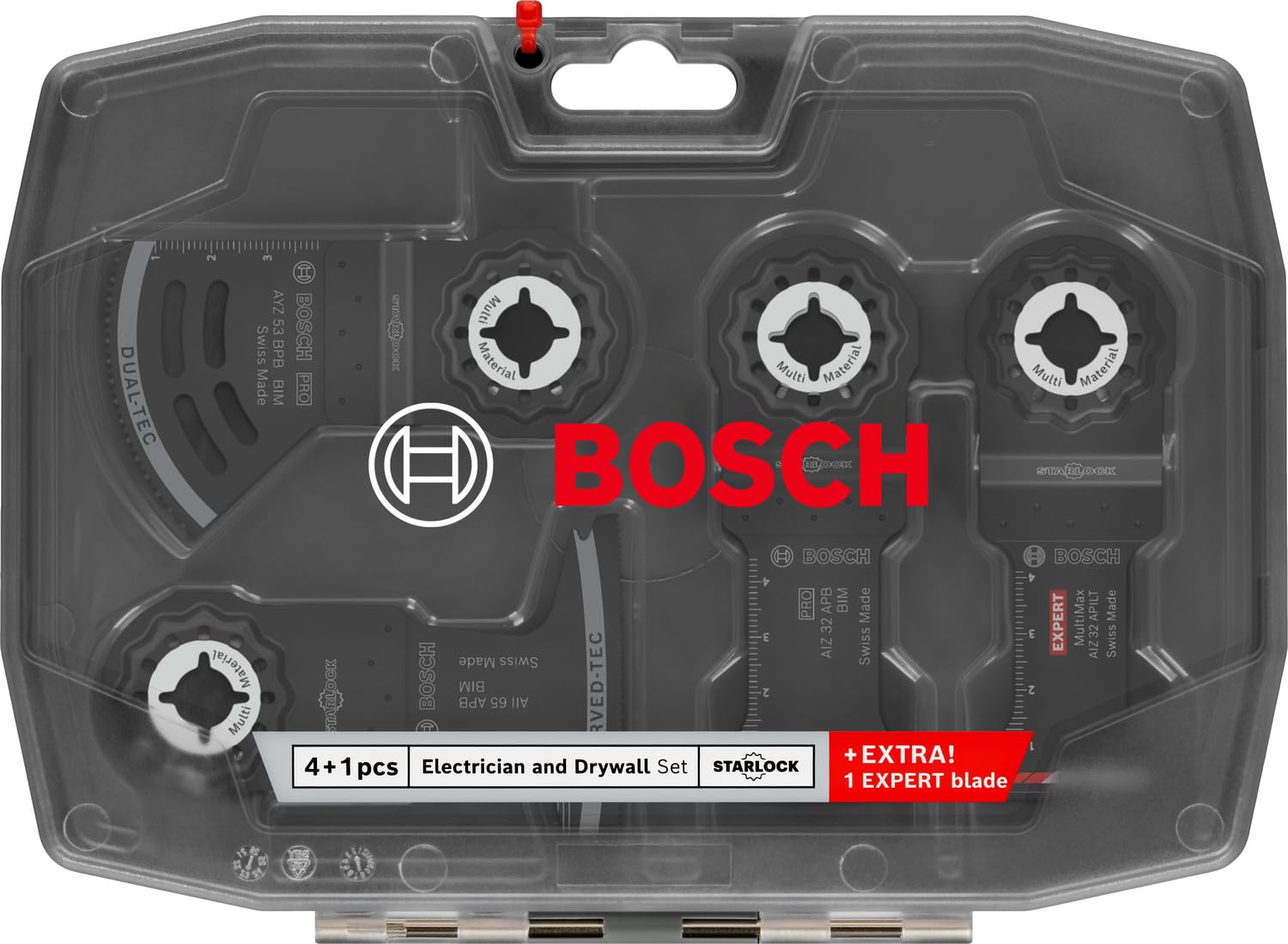 Bosch 5x Elektriker und Trockenbauer Set, 5-tlg. (für Holz mit Nägeln, Faserkunststoffe GFK, CFK, 200 x 120 mm, Professional Zubehör Multifunktionswerkzeug)
