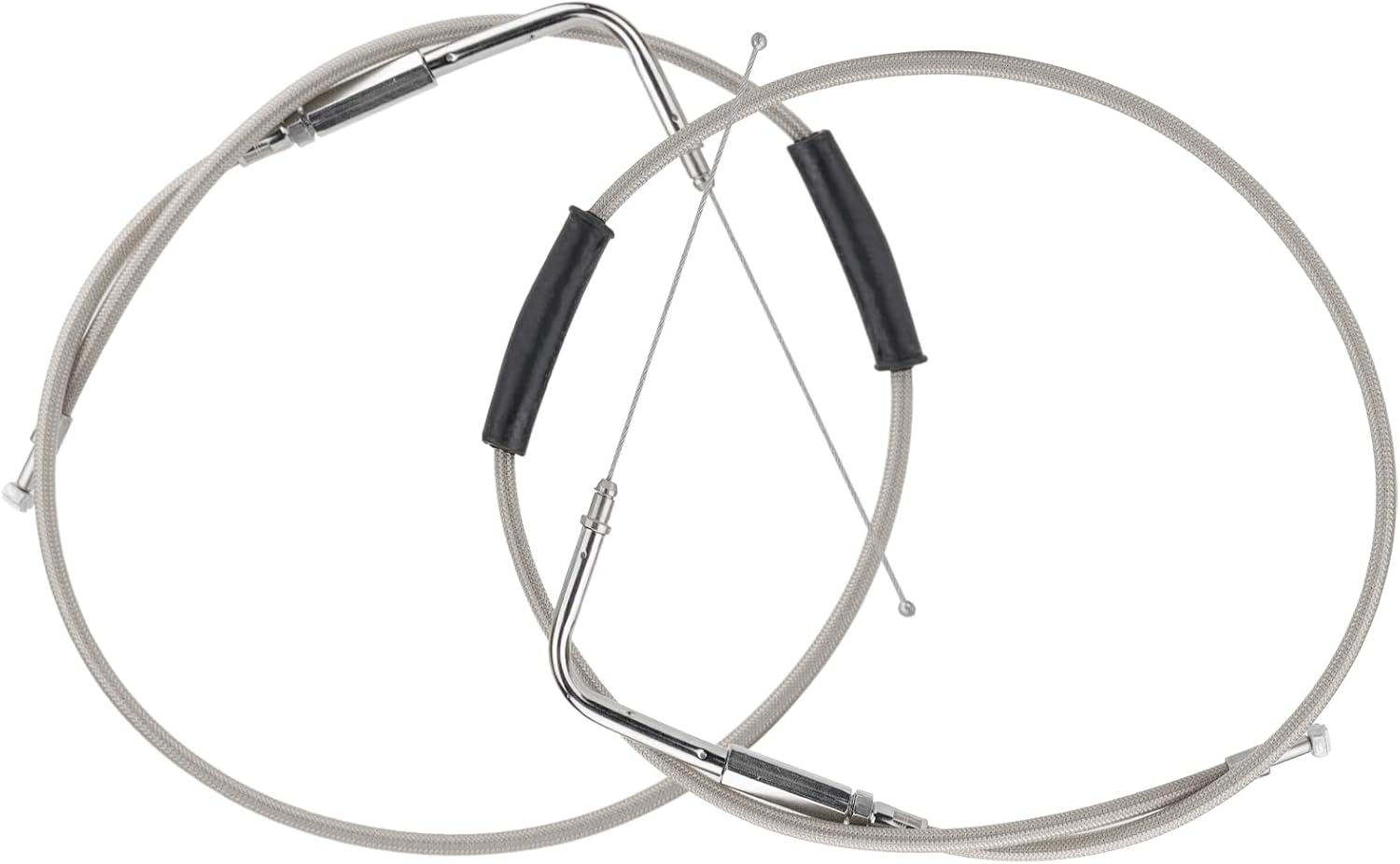 LKV 51" Braided Throttle Idle Cable Kit Stainless Steel Extended Length Throttle Cable Compatible with Harley Sportster XL 883 1200 Dyna Softail Fat Boy Road King Heritage