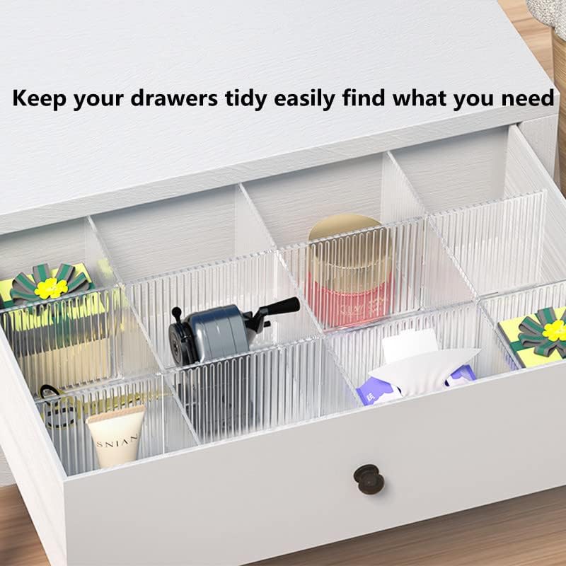 Miniatura 2 de Organizador de cajones de plástico para bricolaje, 8 unidades, divisores de cajones ajustables para el hogar, calcetines, ropa interior, suministros