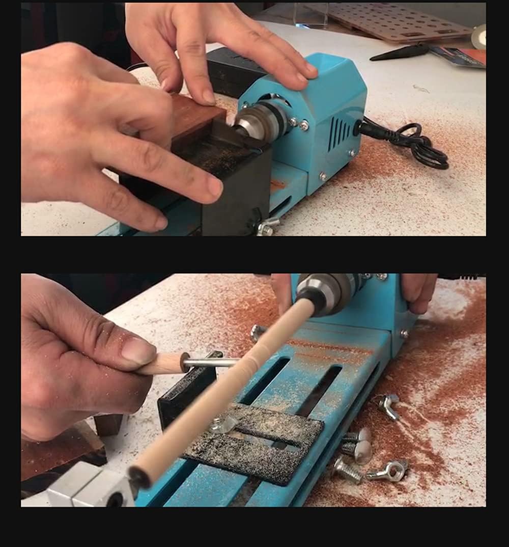 Benchtop Mini Wood Lathe Variable Speed Woodworking Lathe for DIY Grinding Polishing Beads Tool Kit, Blue : Tools & Home Improvement