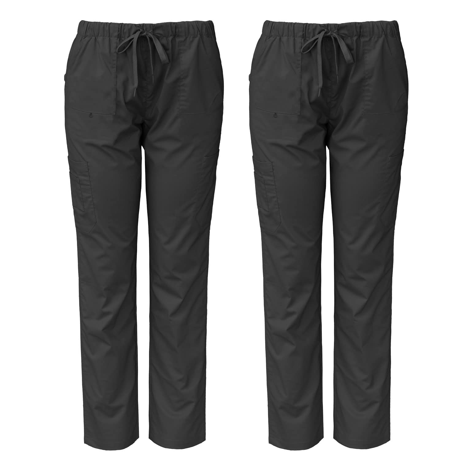 Medgear 2-Pack Womens Scrubs Pants, Utility Style with 7 Pockets (as1, Alpha, l, Regular, Regular) Black