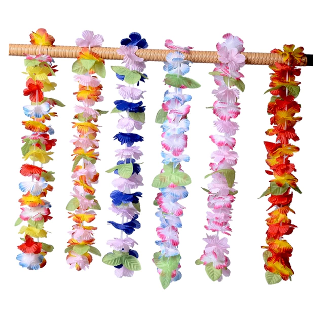 Ghirlanda Hawaiana 36 Pezzi Fiori Artificiali in Stoffa | Tema Tropicale, Accessori per Festa e Compleanno, Clip per Chioma Incluse