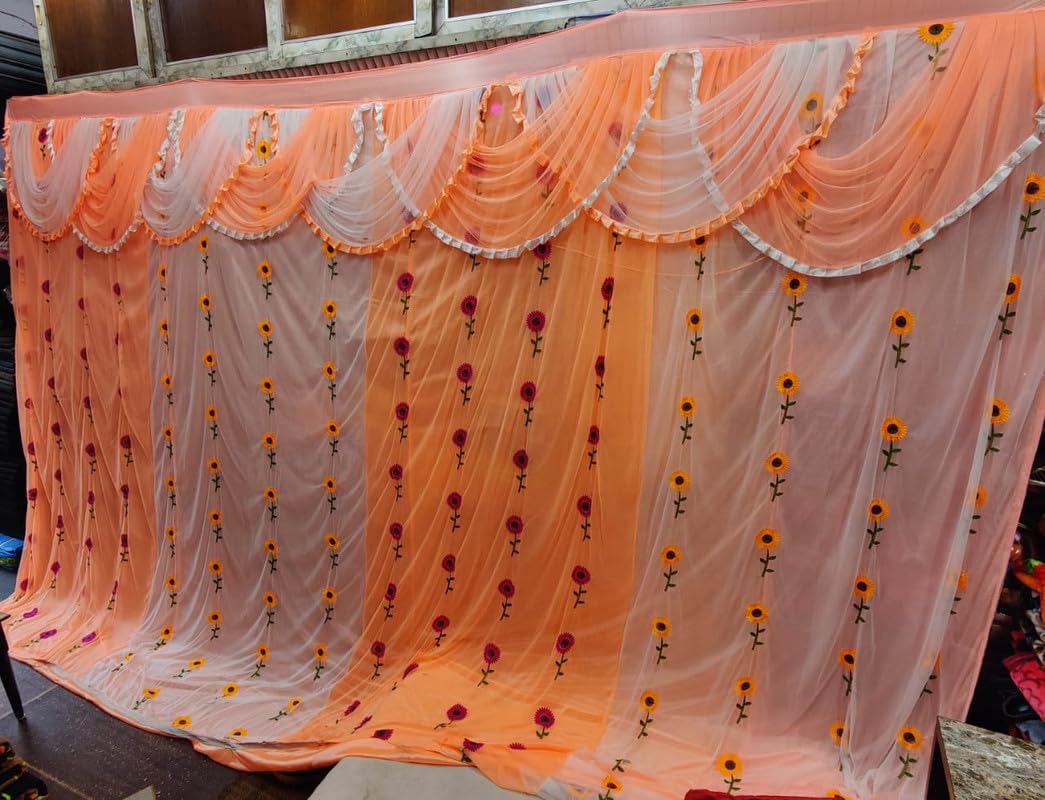 Tent Parda Lycra Perfect for Gatherings Weddings and Garden Parties Stylish Shelter for Unforgettable Occasions (15 * 10 Feet_ Orange & White)-image-22