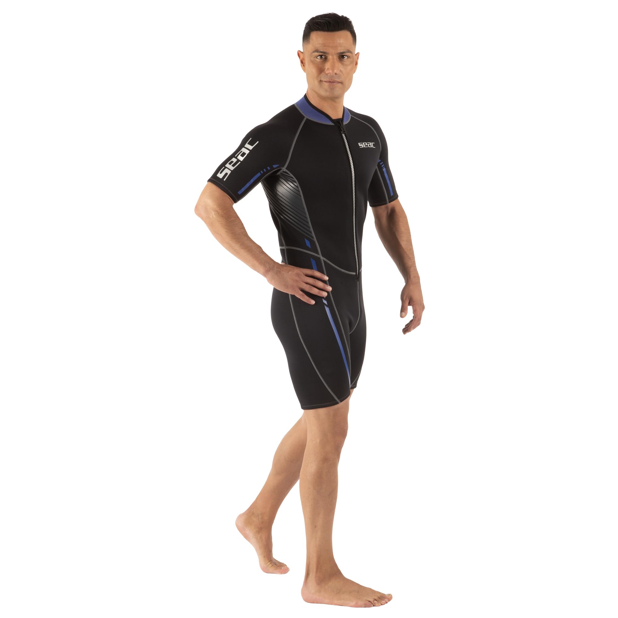 SEAC Trendy Man, Muta Corta Monopezzo in Neoprene da 2.5 mm con Zip Frontale, per Snorkeling, Surf e Sport Acquatici in Acque Temperate per Adulti e Bambini