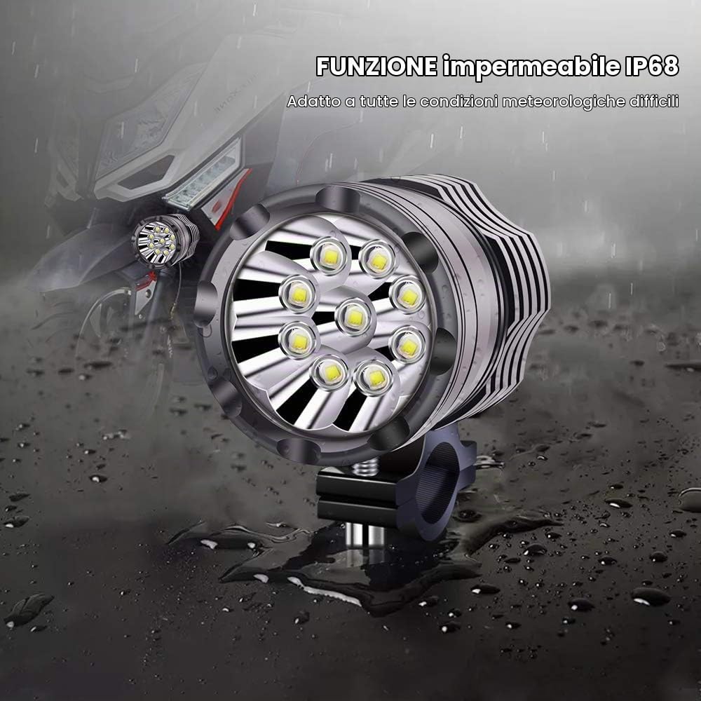 2PCS Fari fendinebbia a LED universali con interruttore impermeabile, faretti bianchi per moto DRL Luci di guida Fari a LED per moto, bici, scooter, ATV, camion, auto, barca
