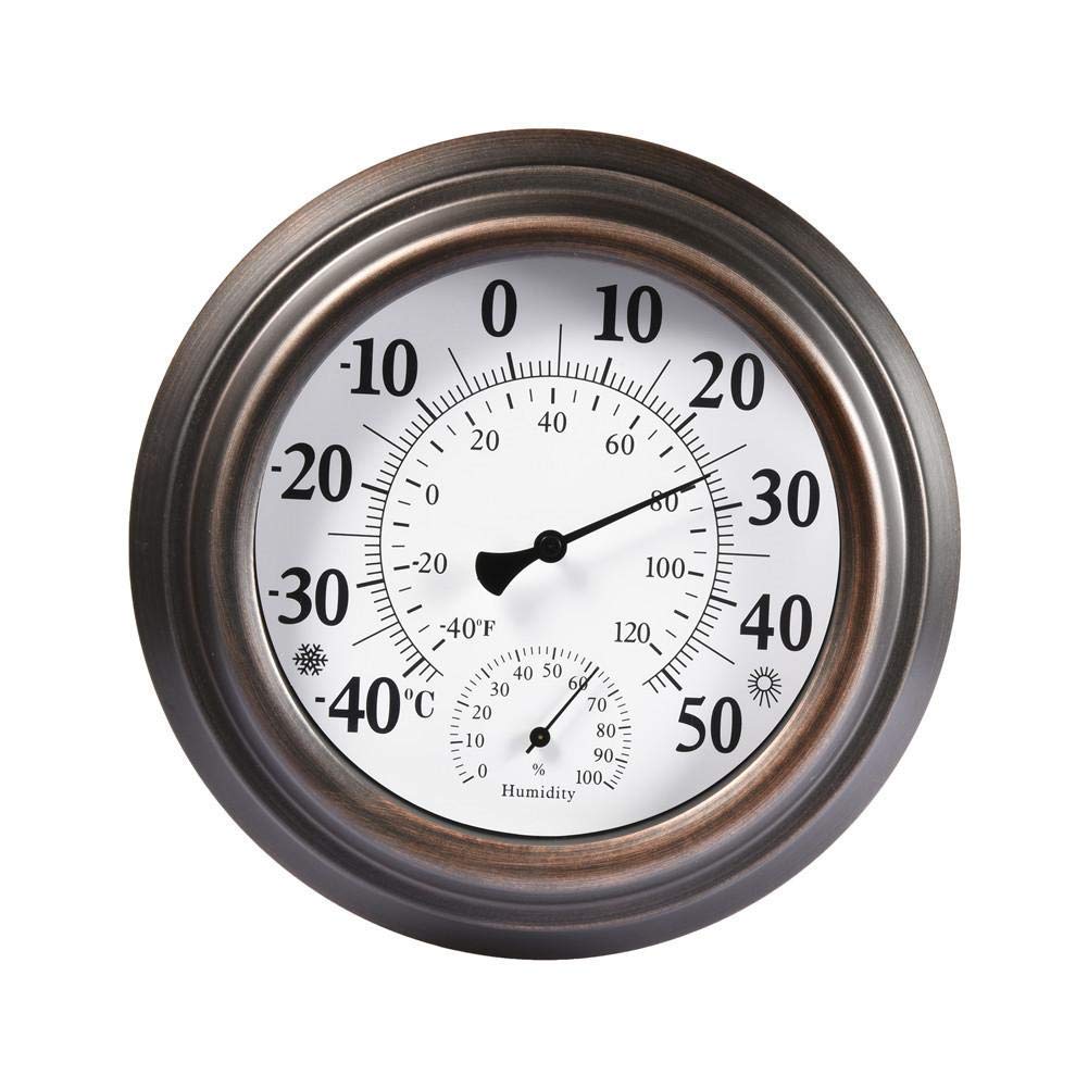 Außenthermometer Analog 20,3 cm Außenthermometer Groß Thermometer Dekoratives Innen Außenthermometer Hygrometer Hygrometer Analog Geeignet für Terrasse, Haus, Gewächshaus, Garten