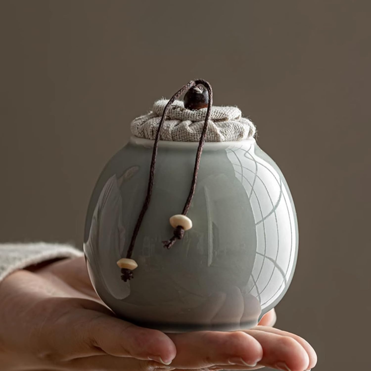 Cigarette Ash Glaze Tea Caddy, 200ml 6.8oz, Japanese-style Ceramics Kung Fu Tea Set Accessories