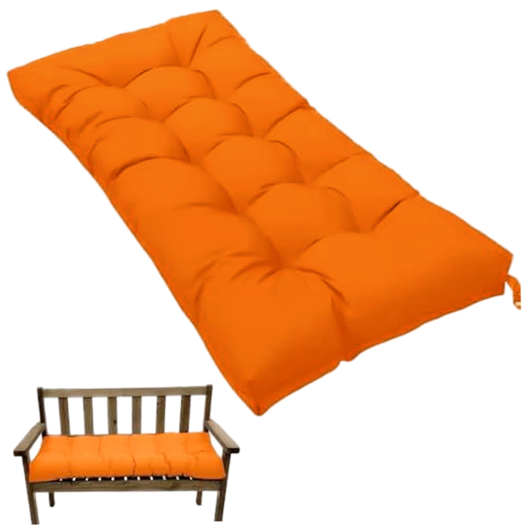 Coussin de banc orange 47x20 po doux et épais pour éliminer l'inconfort des chaises de jardin