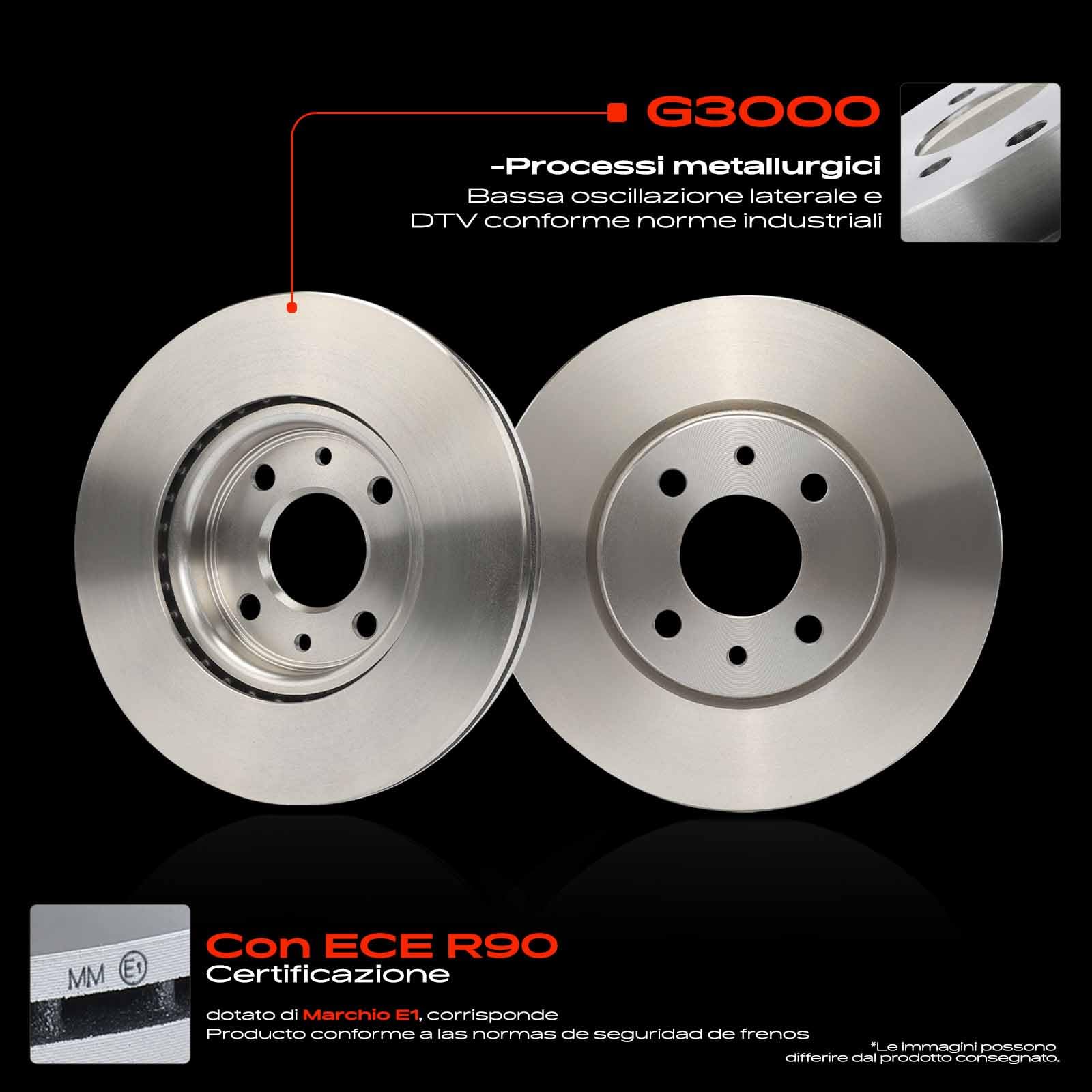 Frankberg Set freni incl. 2x Dischi Freno + 4x Pastiglie dei Freni Anteriore Compatibile con Idea 350 Cono 955 Bravo II 198 Qubo 225 Stilo 192 Replace# 46401356,46831041