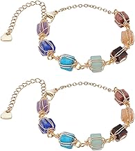 UNICRAFTALE 2 bracciali con perle di pietra preziosa naturale, 17,5 cm, regolabili, 7 chakra, per donne, gioielli e regali per la mamma