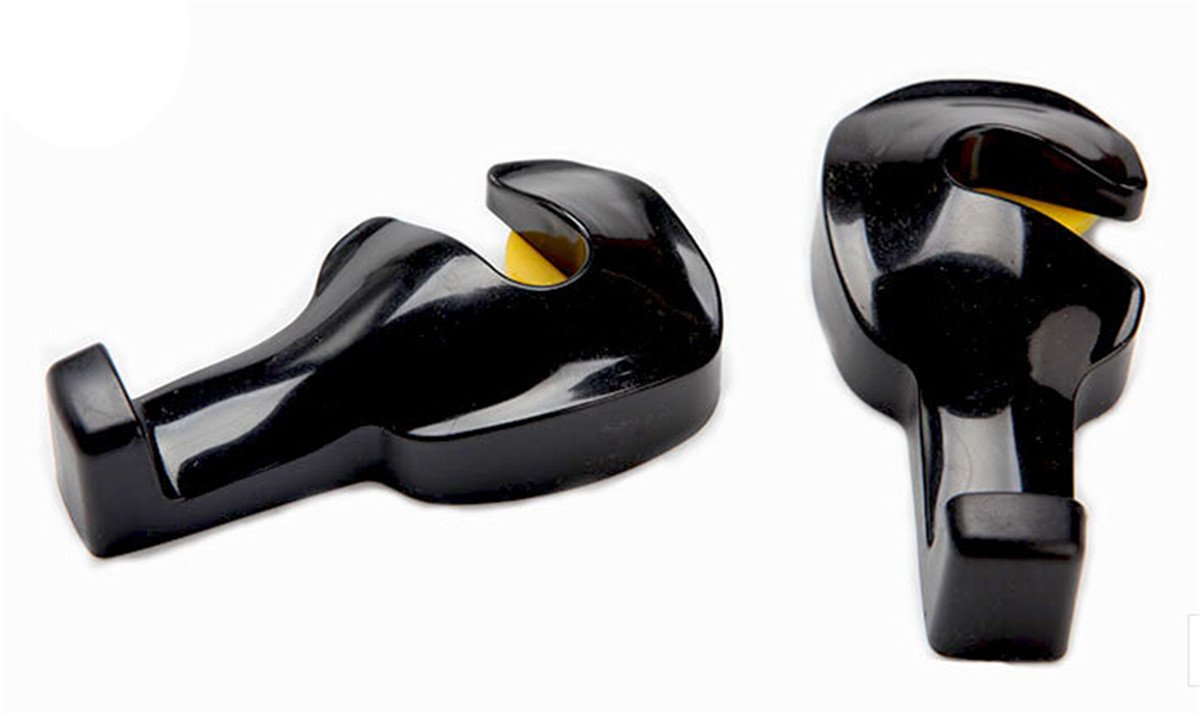 2 Pack Universal Car Back Seat Headrest Hanger Holder Hook for Bag Purse Cloth Grocery (Black)