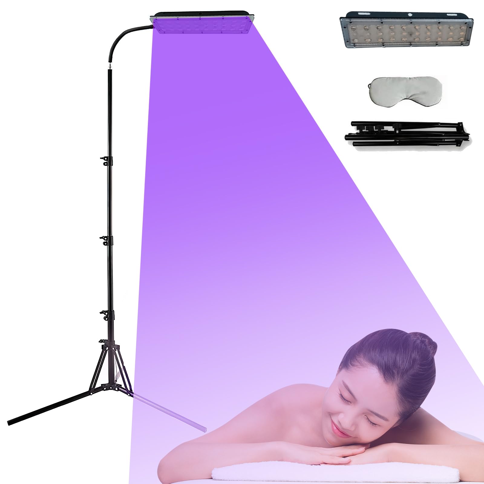 Lampe de Bronzage pour Maison 45W, 395nm Lampe Bronzage pour Le Visage Et Le Corps Support Réglable Lampe UV Bronzage Avec Protection des Yeux,Lumière Violette, pour Peau Bronze Antique (45W)
