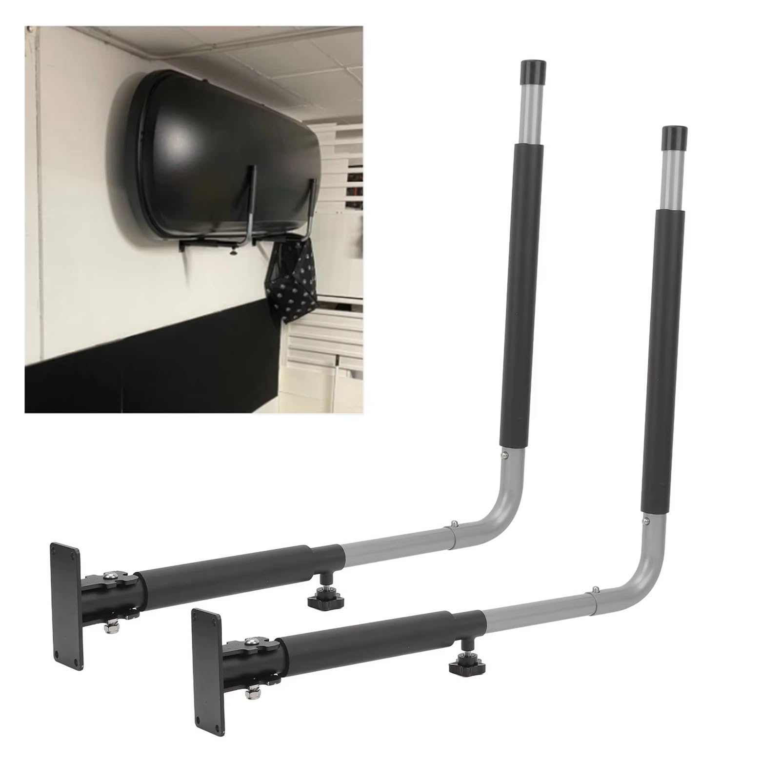 portaequipajes Techo CajaTecho Estante Montaje Pared Telescópico Plegable Soporte Carga 50KG Ganchos Kayak Colgador Canoas Tabla Surf Baca Coche