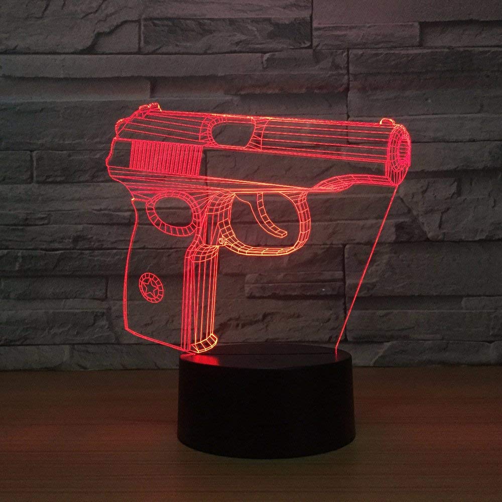 Lampada 3D Illusion A LED Con Pistola | 7 Colori + Touch | Luce Notturna USB Regalo Natale