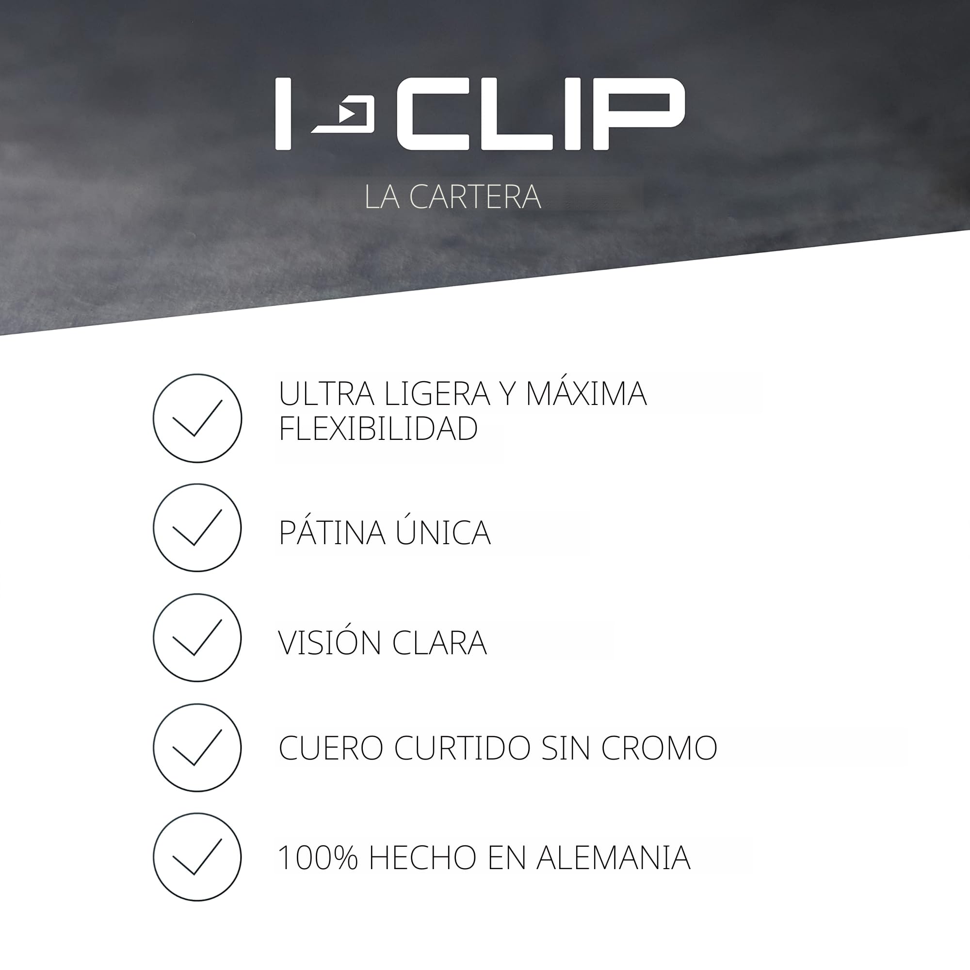 I-CLIP Original Mini - Cartera con Clip para Dinero - Diseño Delgado de Cuero Premium - Tarjetero - AdvantageR Plata Negro