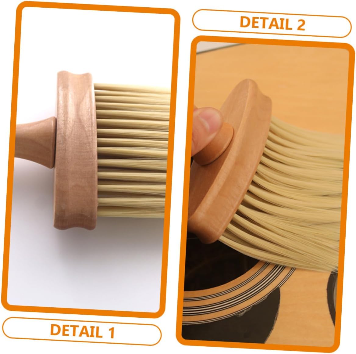 Musical Instrument Cleaning Brush Soft Nylon Fretboard Cleaner for Guitar Piano Violin Ukulele Drum Kit Wood Handle 4.13X6.1 Inches