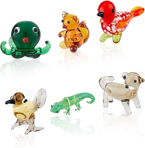 Miniatura 9 de 8 estilos de figuras de vidrio soplado a mano en miniatura, decoración de cristal de animal, incluye ballena, morsa, delfín, mariposa, tortuga