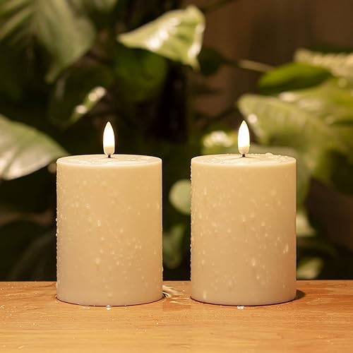 Miniatura 3 de ANGELLOONG Velas sin llama para exteriores con temporizador, impermeables, funcionan con pilas con llama parpadeante, juego de 2 velas LED