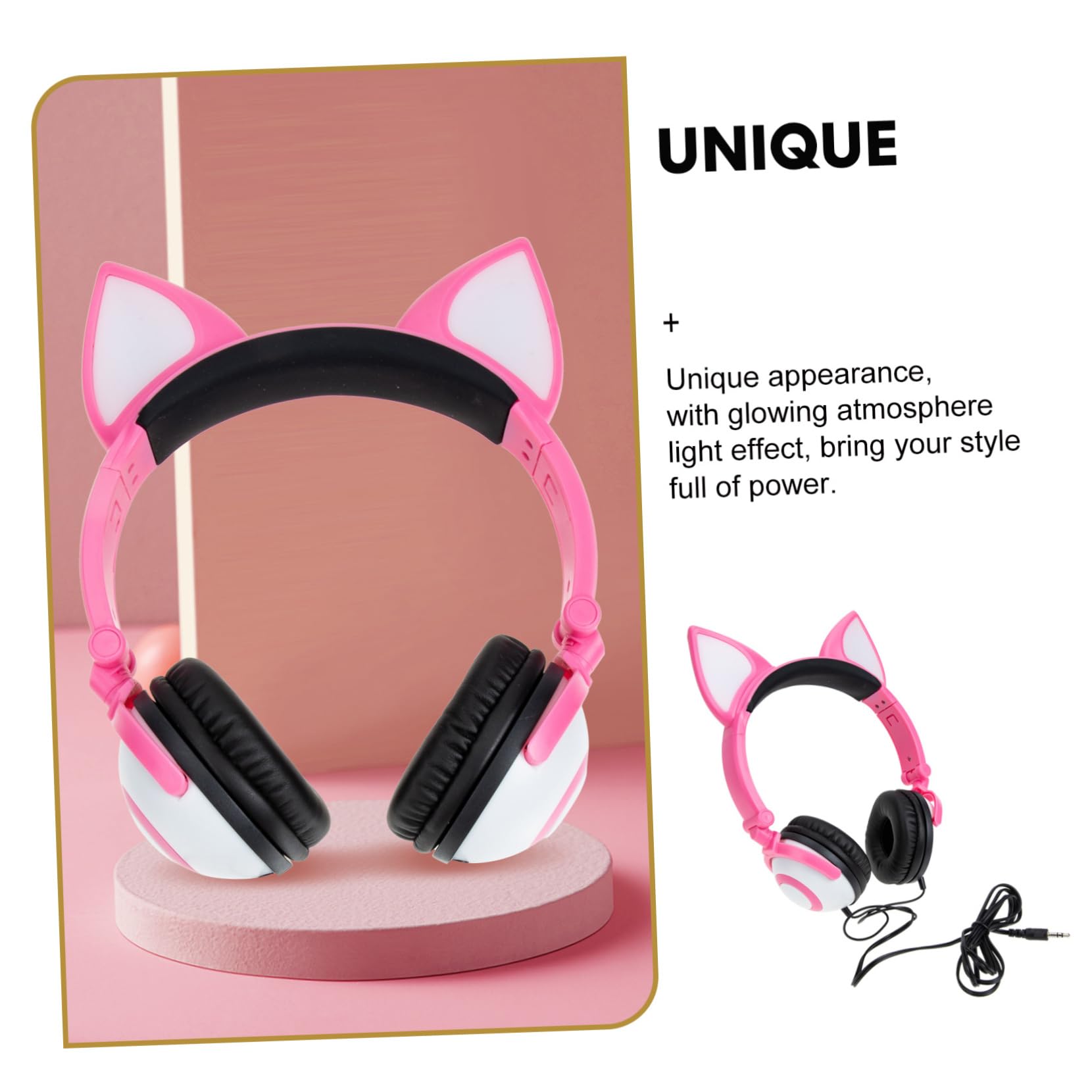 HOMSFOU Cuffie Luminose Cuffie Cablate Con Cancellazione Del Rumore Sopra L'auricolare Stereo Cablate Sull'auricolare Per Bambini Auricolari Per Il Fitness Pvc Rosa