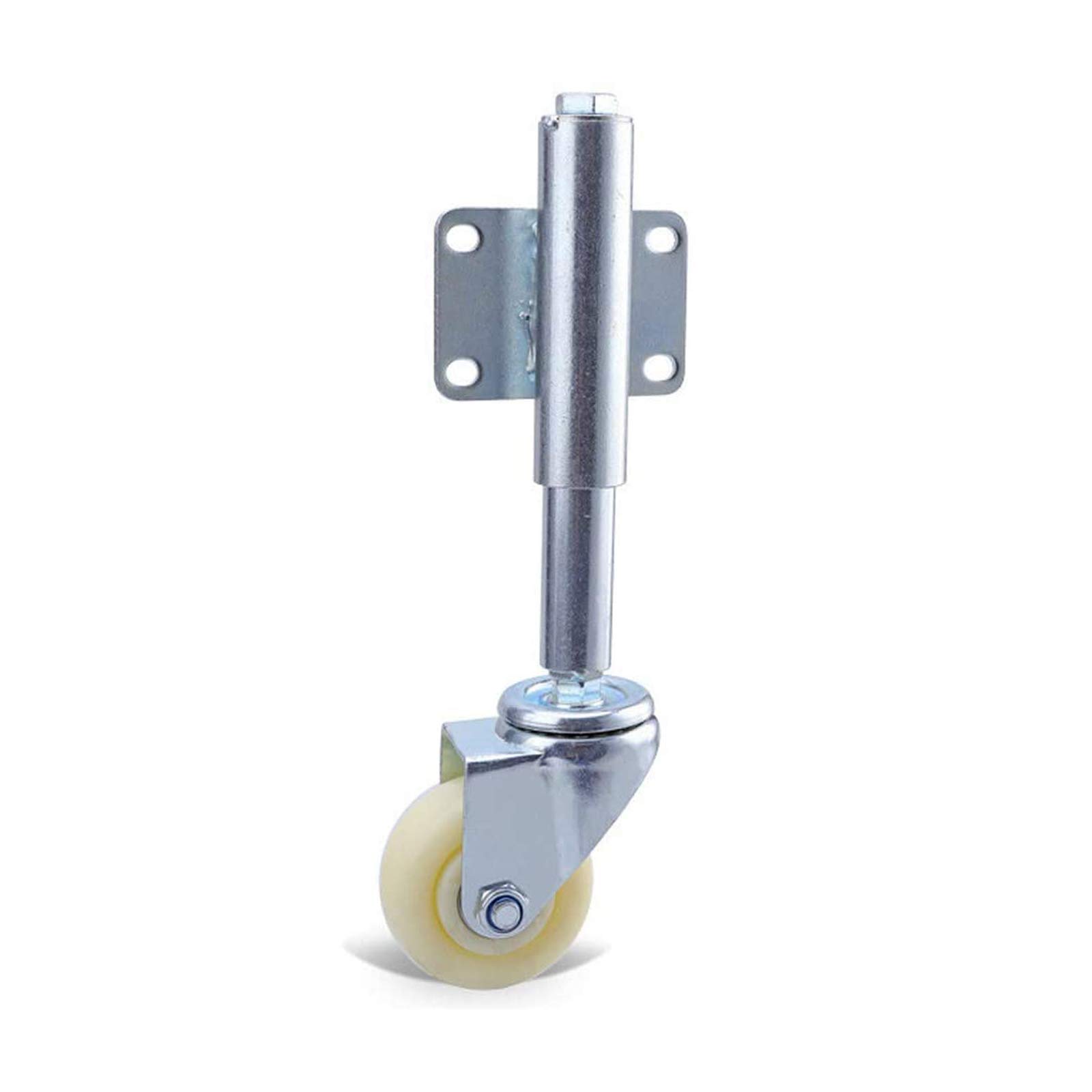 10 cm (4 cale) nylonowe kółka obrotowe sprężynowe z amortyzacją, do drzwi drewnianych lub metalowych, regulowana wysokość 30/60 mm, nośność 80 kg (176 funtów) (uniwersalne)