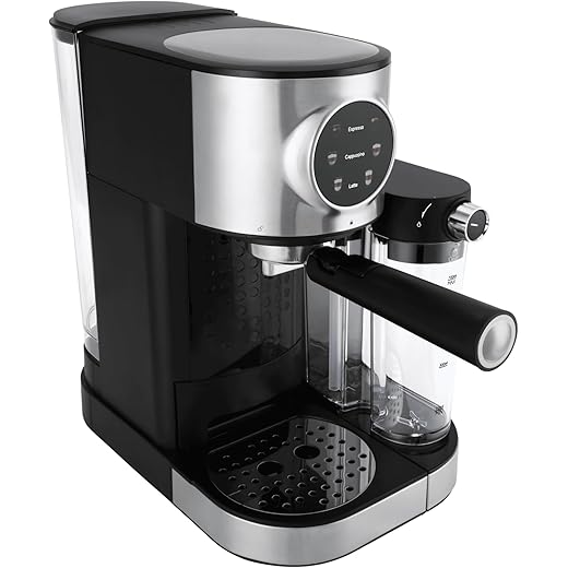 Russell Hobbs 1350W Elite Brew Digital Coffee Maker 15-Bar Professional Extraction | Single & Double Espresso, Cappuccino, Latte | NTC Temp Control | 1.7L Water Tank & 0.5L Milk Tank | 2-Yr Warranty