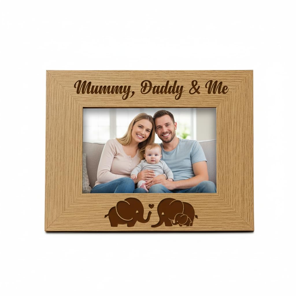 Ukgiftstoreonline Brown Mummy Daddy And Me Wooden Photo Frame Gift (4 X 6 Inch)