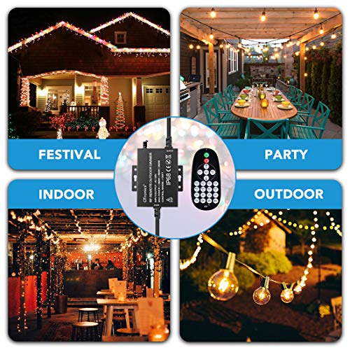 Otronics 800W Outdoor Dimmer for LED String Lights,Wireless Remote Control dimmer Control,100Ft Range with 8 Brightness Mode, Memory Function