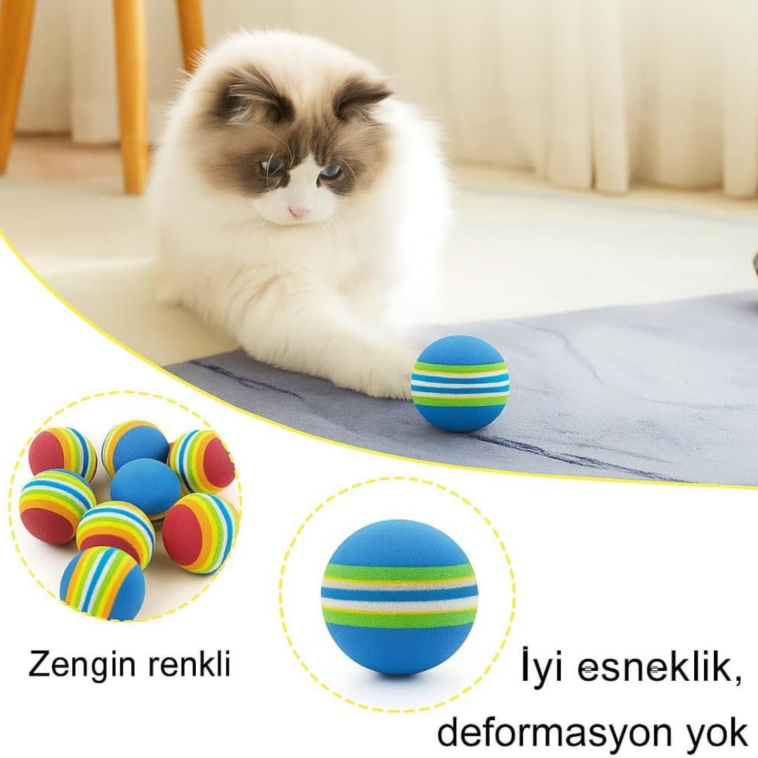Jouis Kedi Oyuncak Topu – 4’lü Sünger Top Seti – Renkli ve Hafif Köpük Toplar – Dayanıklı, Güvenli ve Eğlenceli Kedi Oyun Topları – Evcil Hayvan Etkinlik Oyuncağı