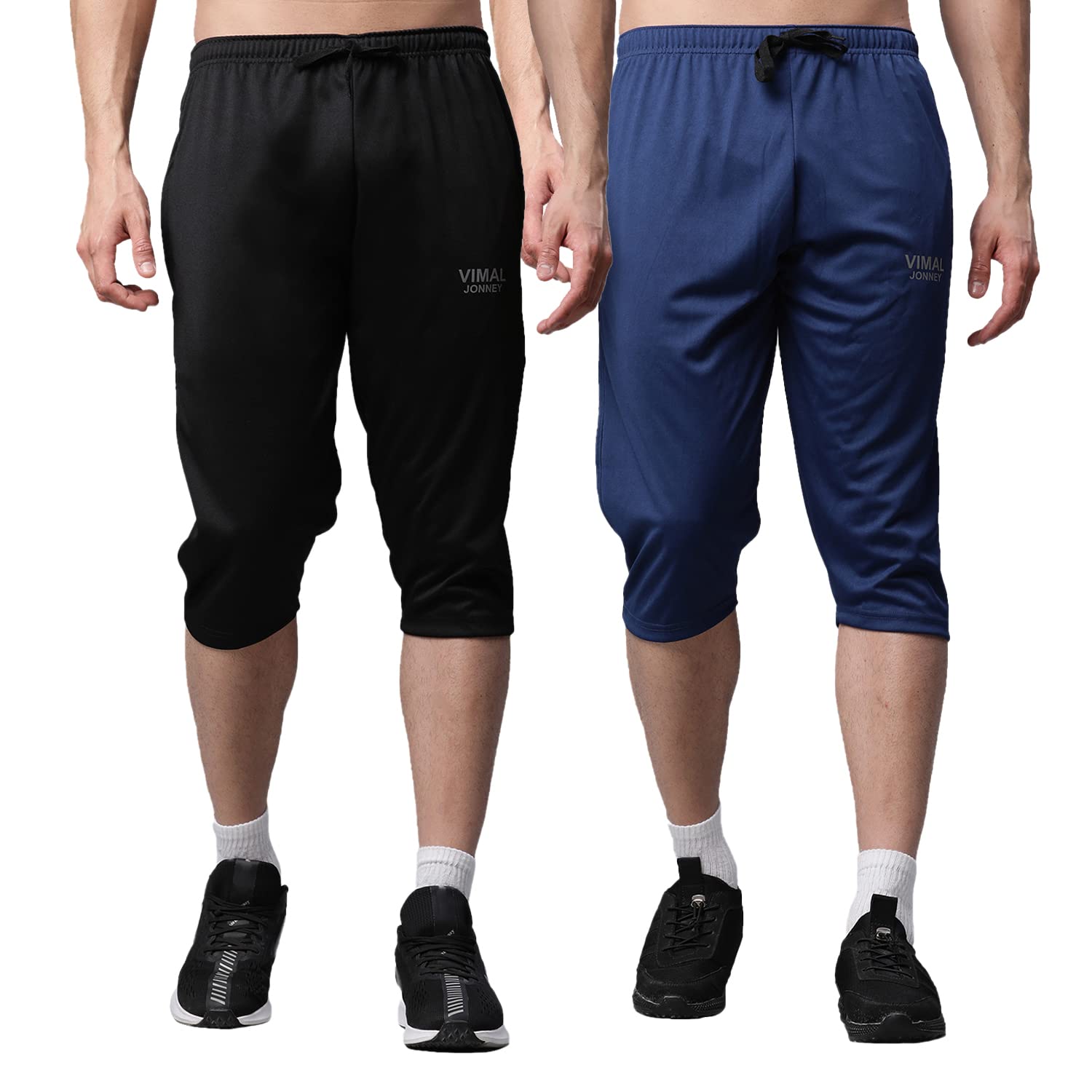 Mack Jonney Dryfit Lycra Solid 3/4th Capri for Men (Pack of 2)-Dryfit_D13_BLK_BLU_02-P-picture-34