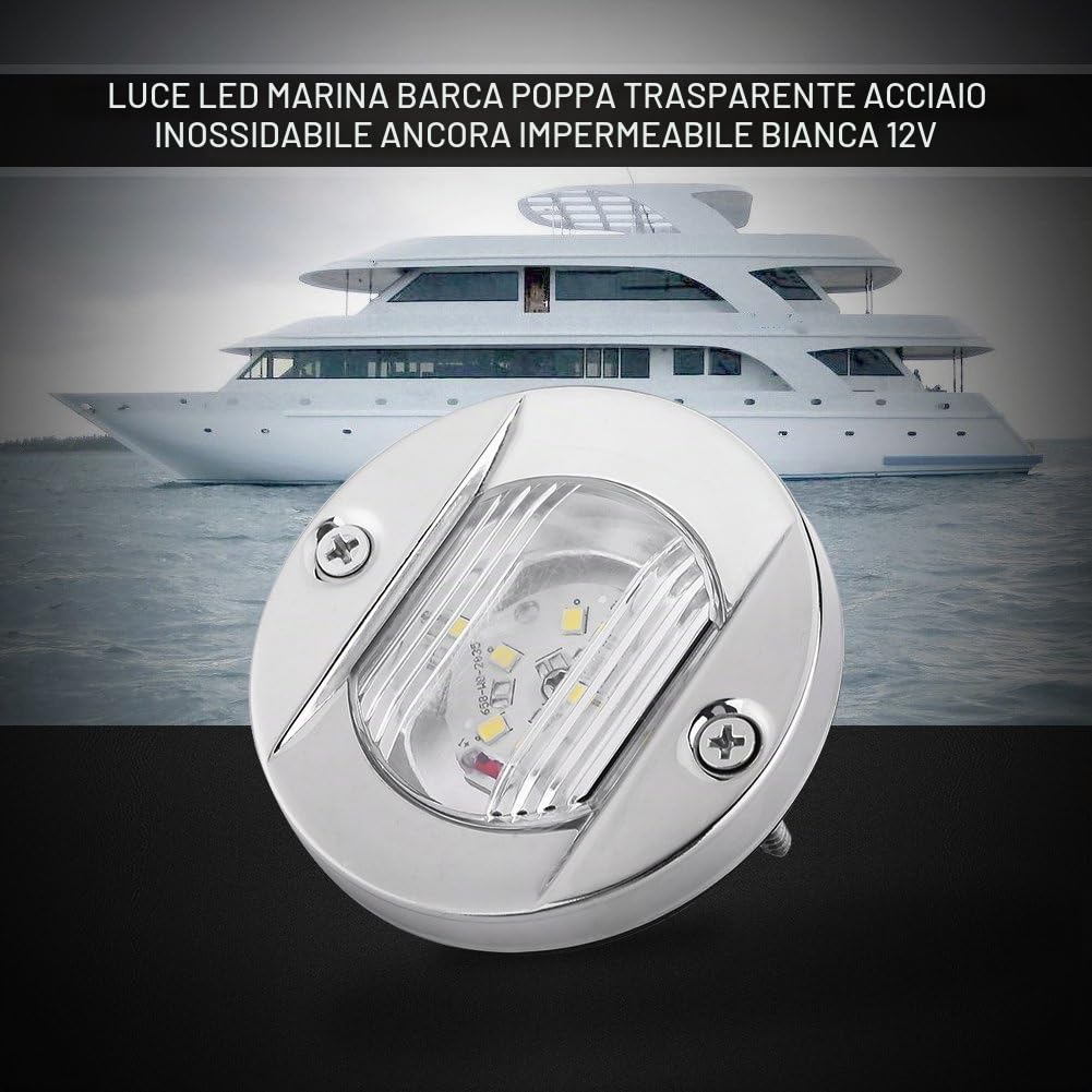 Reminnbor luce led per barca inox + Luci di Navigazione 12V Marine Boat Transom LED Bianco Acciaio Inox Impermeabile Ancoraggio di Navigazione di Poppa