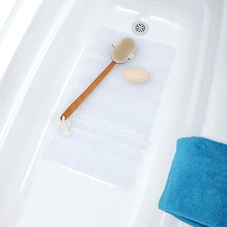 Amazon Com Slipx Solutions Clear Grassy Bath Mat Feels Great On Tired Feet Helps Prevent Slips 14 X 26 Inch Cushioned Comfortable Machine Washable Grass Like Bath Tub Mat Home