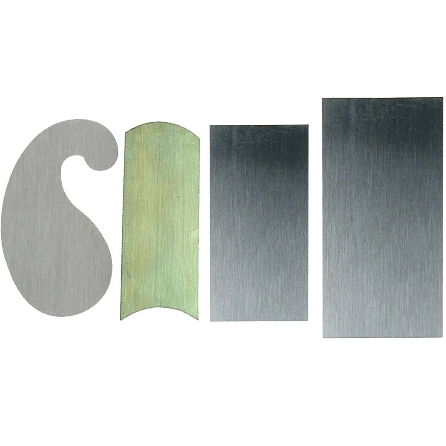 Xcalibur Tooling Cabinet Scrapers Set of 4 Shapped Scrapers 2 x Rectangulars, 1 x Gooseneck and 1 x Curved Card Scraper, Shaped for Scraping Wood Alternative to Sandpaper Made