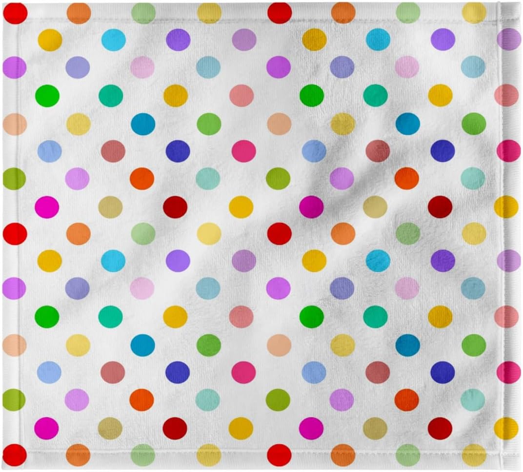 3dRose Rainbow Multicolored Polka Dots on White - Colorful Cute and Girly Pattern 22x30 Bath Hand Pool Towel