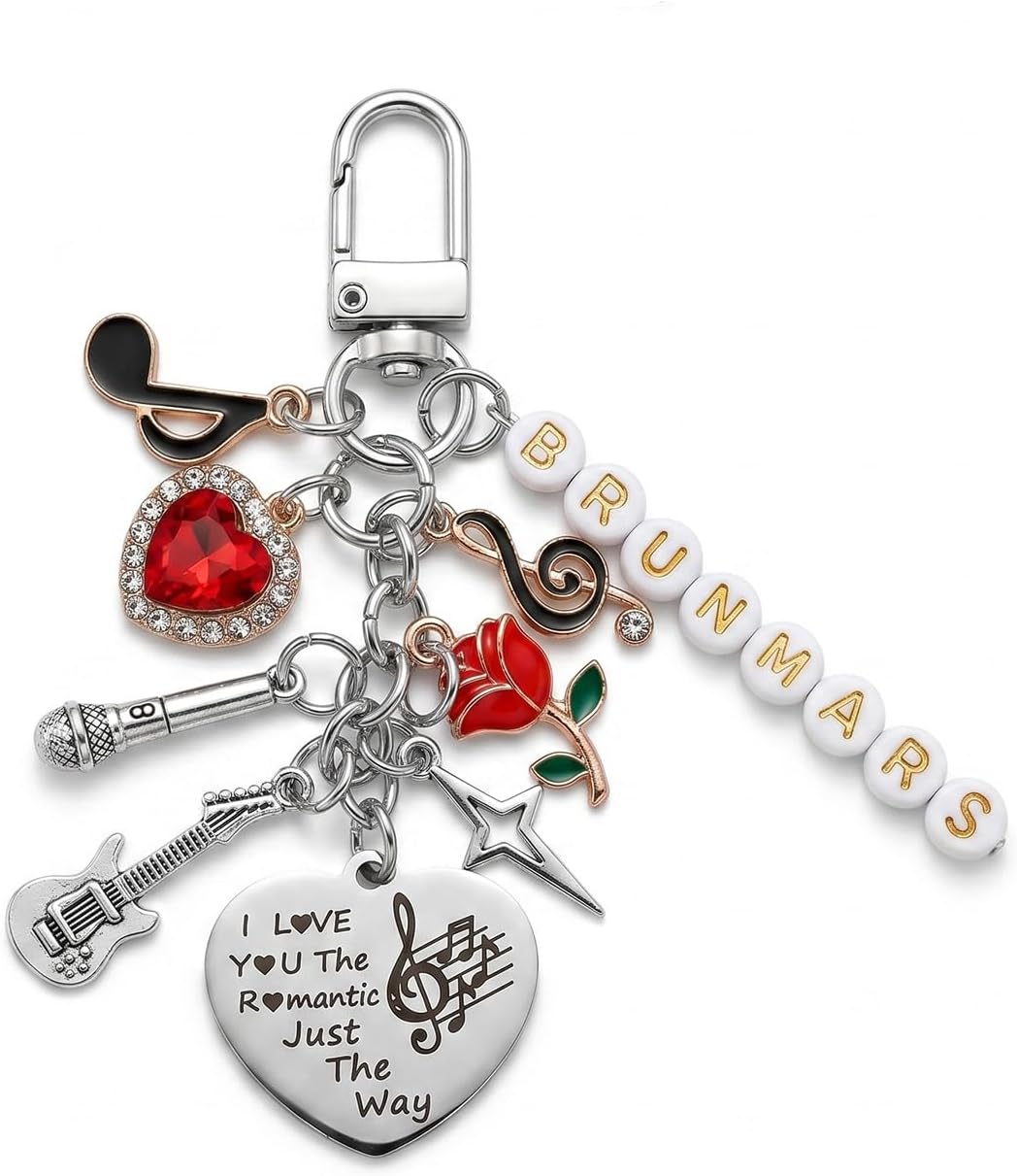 for Bruno Merch Mars Keychain for Girls Women Novelty Bag Accessory | Novelty Bag Charm Merch Gifts for Girls Teen Women Merchandise Gifts for Girl Women Daughter Sister Fans