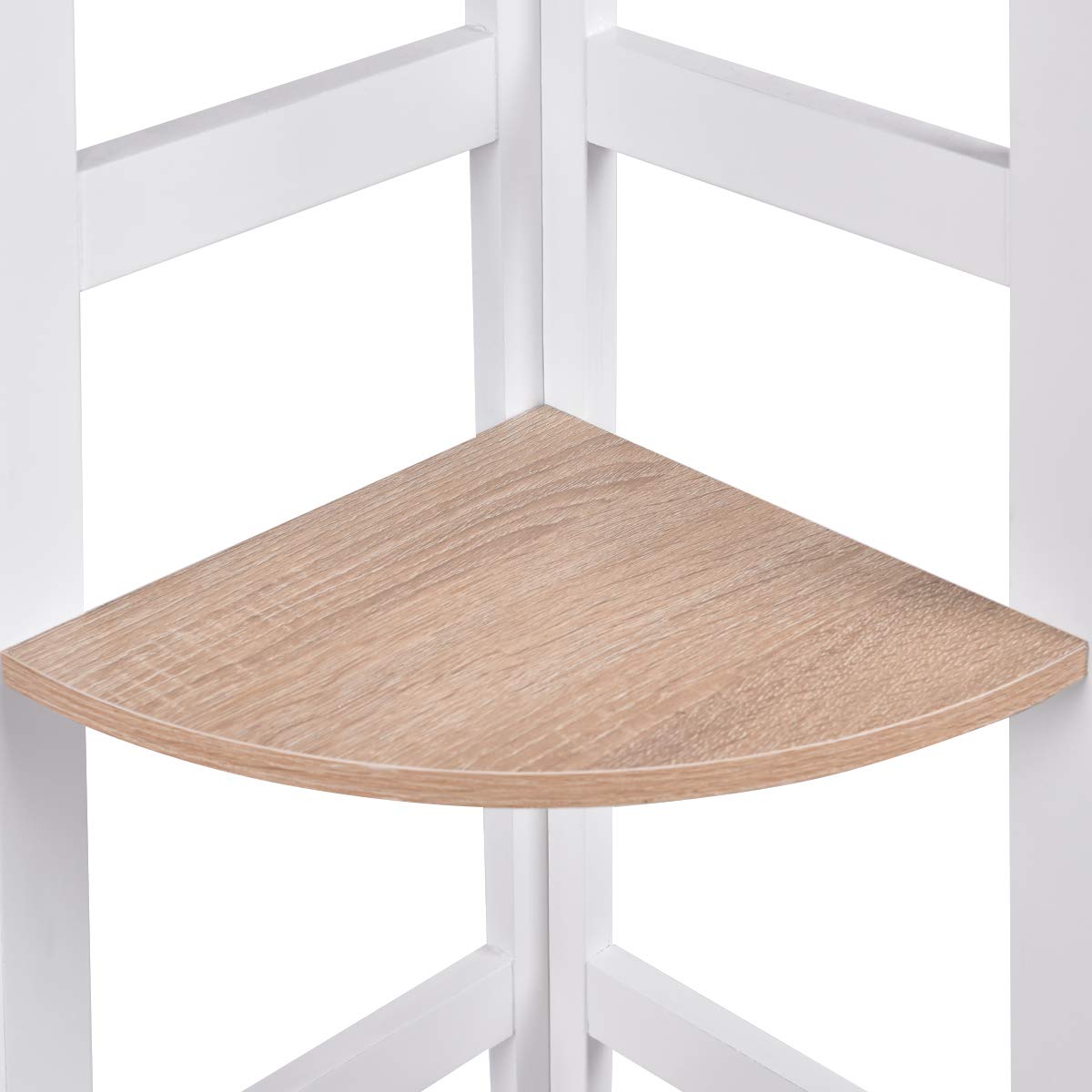 COSTWAY Etagère d'angle Meuble d'angle en MDF avec 4 Etagères Bibliothèque Etagère de Coin pour Cuisine, Chambre, Salon, Bureau