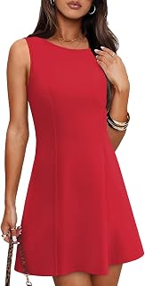 Women's A-Line Boat Neck Flowy Mini Dress Summer 2025 Party Club Formal Sleeveless Tank Dresses