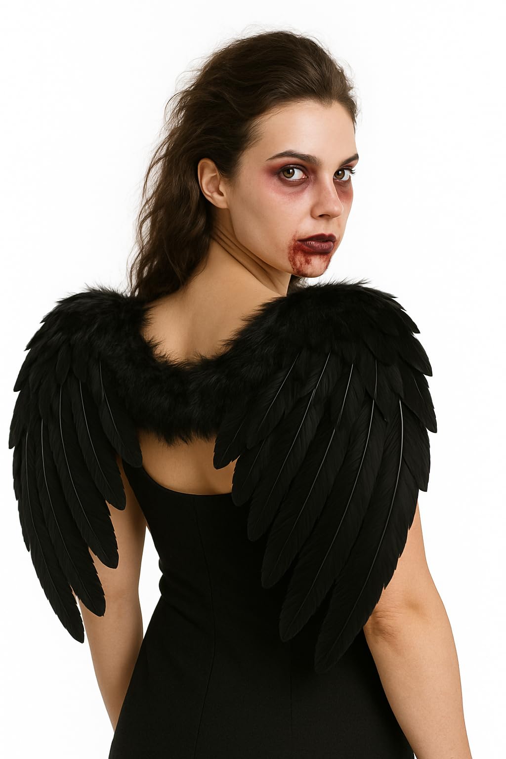 43cm Wide Angel Fairy Feather Wings in Black