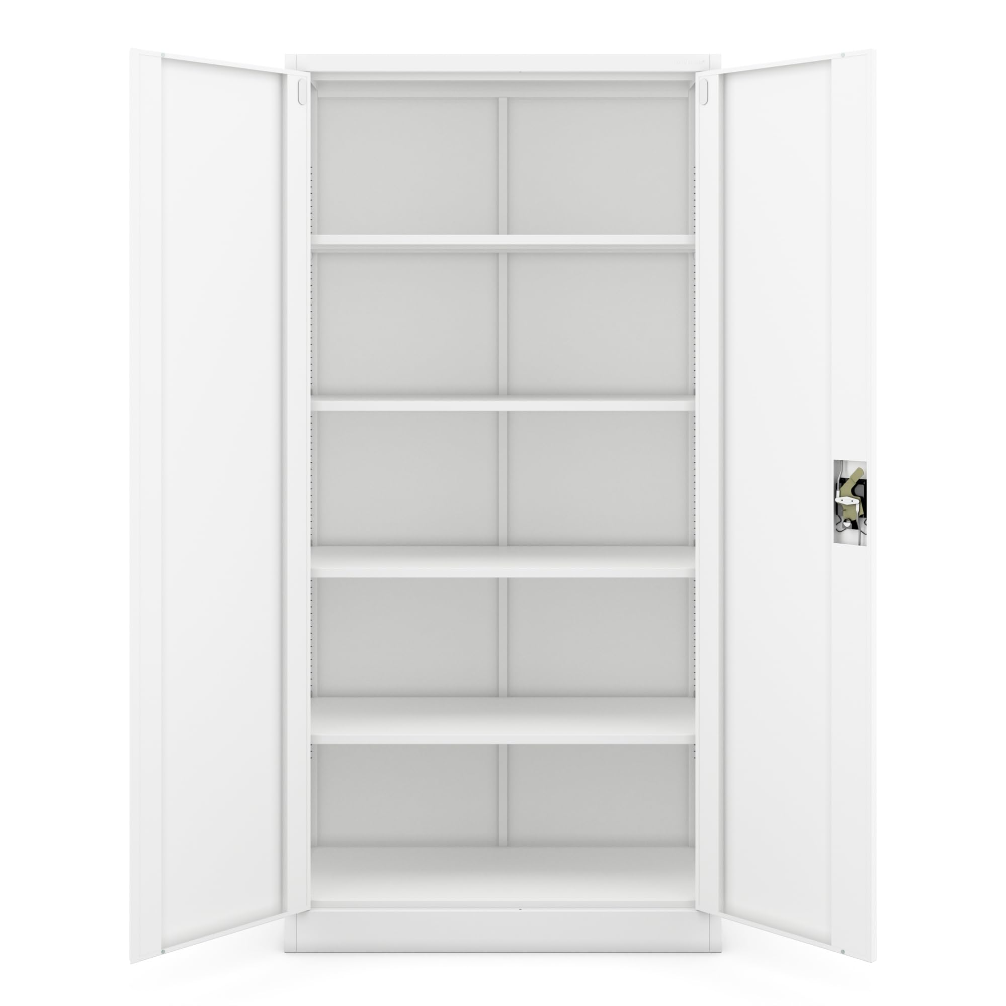 Jan Nowak Metallschrank Jan 185 x 90 x 40 cm - Metall Aktenschrank Abschließbar mit 2 Türen, Mehrzweckschrank mit 5 Ebenen, Büroschrank aus Stahlschrank mit Pulverbeschichtung - Weiß