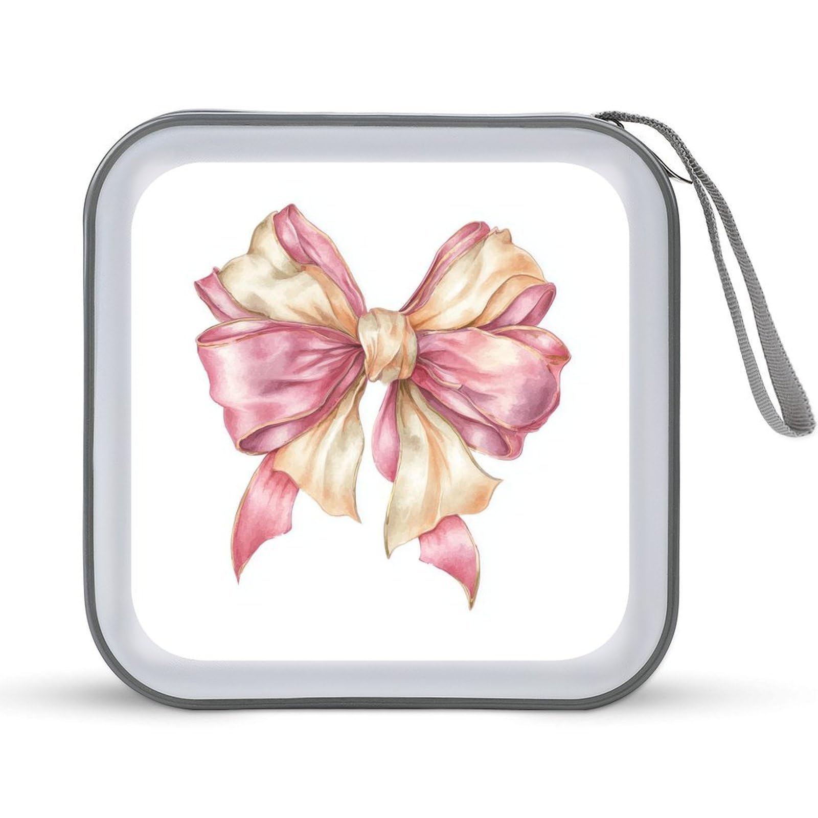 Jubonexis Luxury Coquette Watercolor Bow CD Case DVD Storage Case Portable for Car Home Travel
