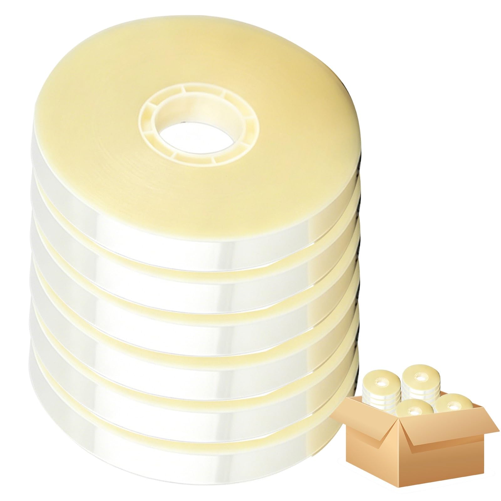 Senodon One Color Professional Grade Opp Tape For Produce Tying, Seamless Integration For Automatic Machines, Best For Asparagus, Scallions & Greens(1.2Cm 150M 100 Rolls)