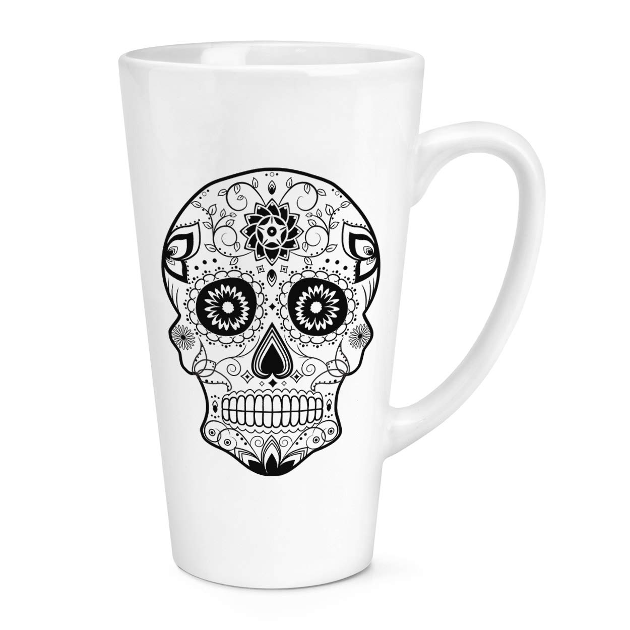 Black Sugar Candy Skull 17oz Large Latte Mug Cup
