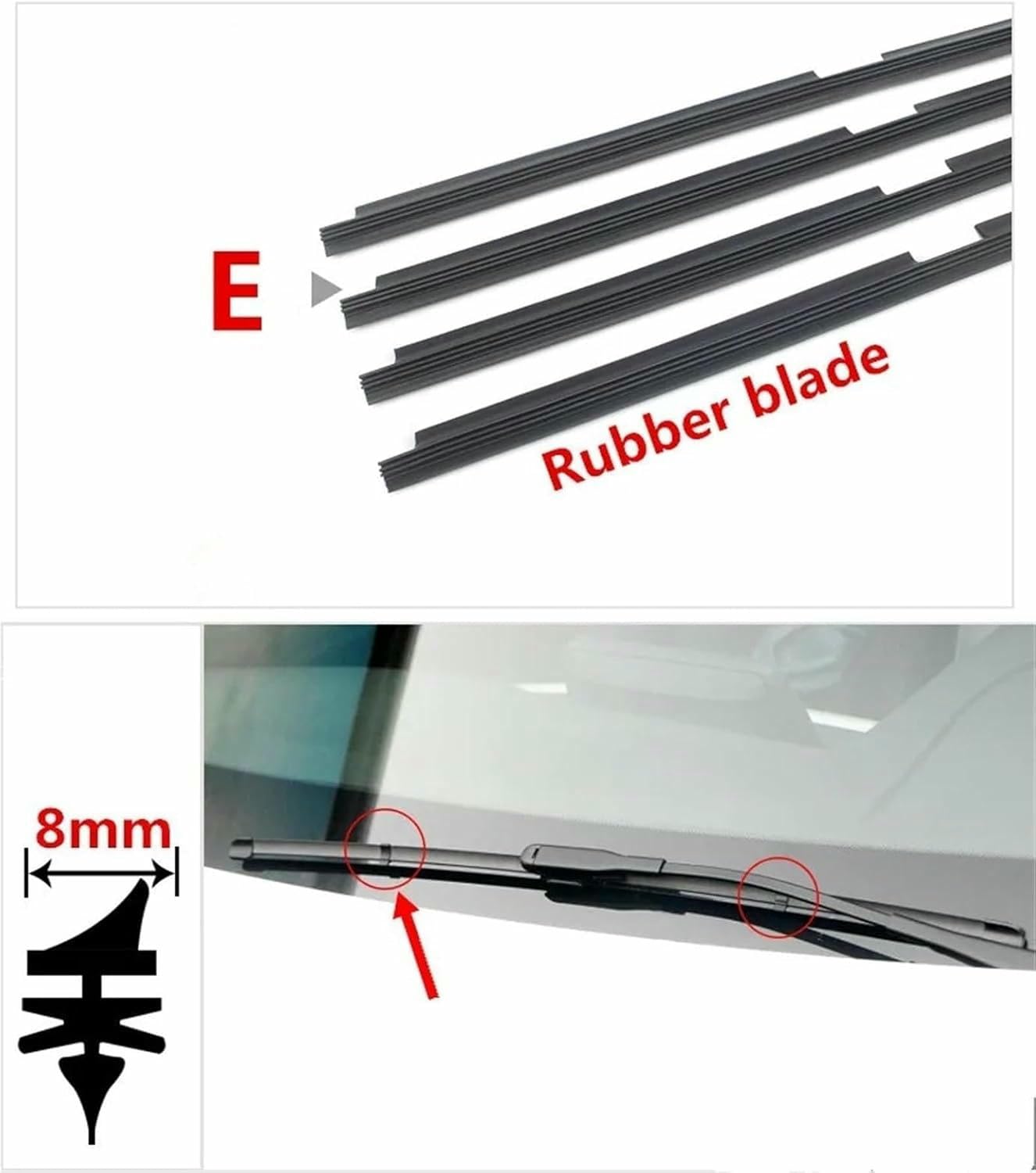 QILING Taśma gumowa do wycieraczek przednich i tylnych (26 cali, 650 mm) do Toyoty, KIA, Mazdy.