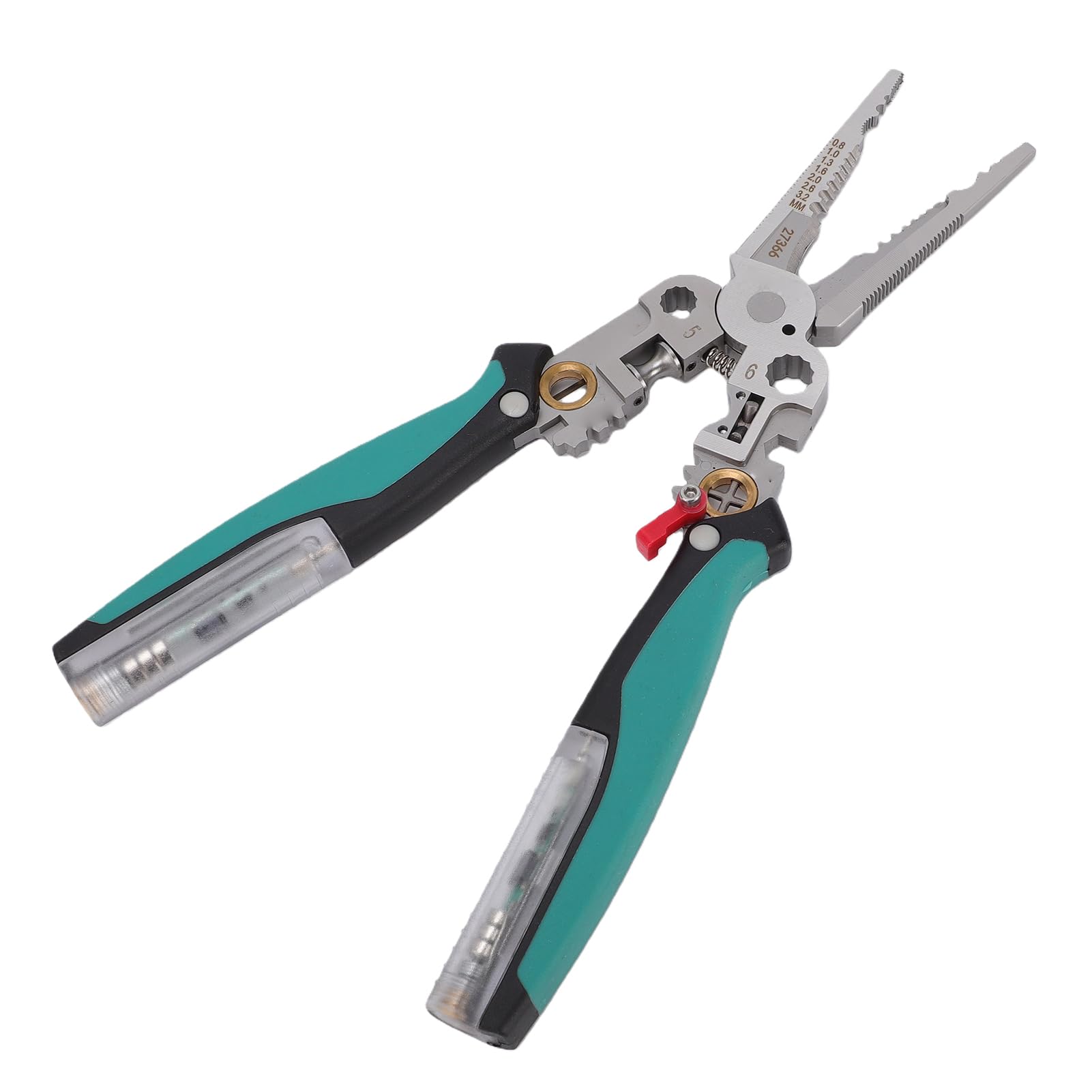 Pinza Spelafili 23 in 1, Strumento Multifunzione per Tagliare, Crimpare e Spelare Fili con Tester Elettrico Rimovibile, per Elettricisti, Impianti di Riscaldamento, Ventilazione