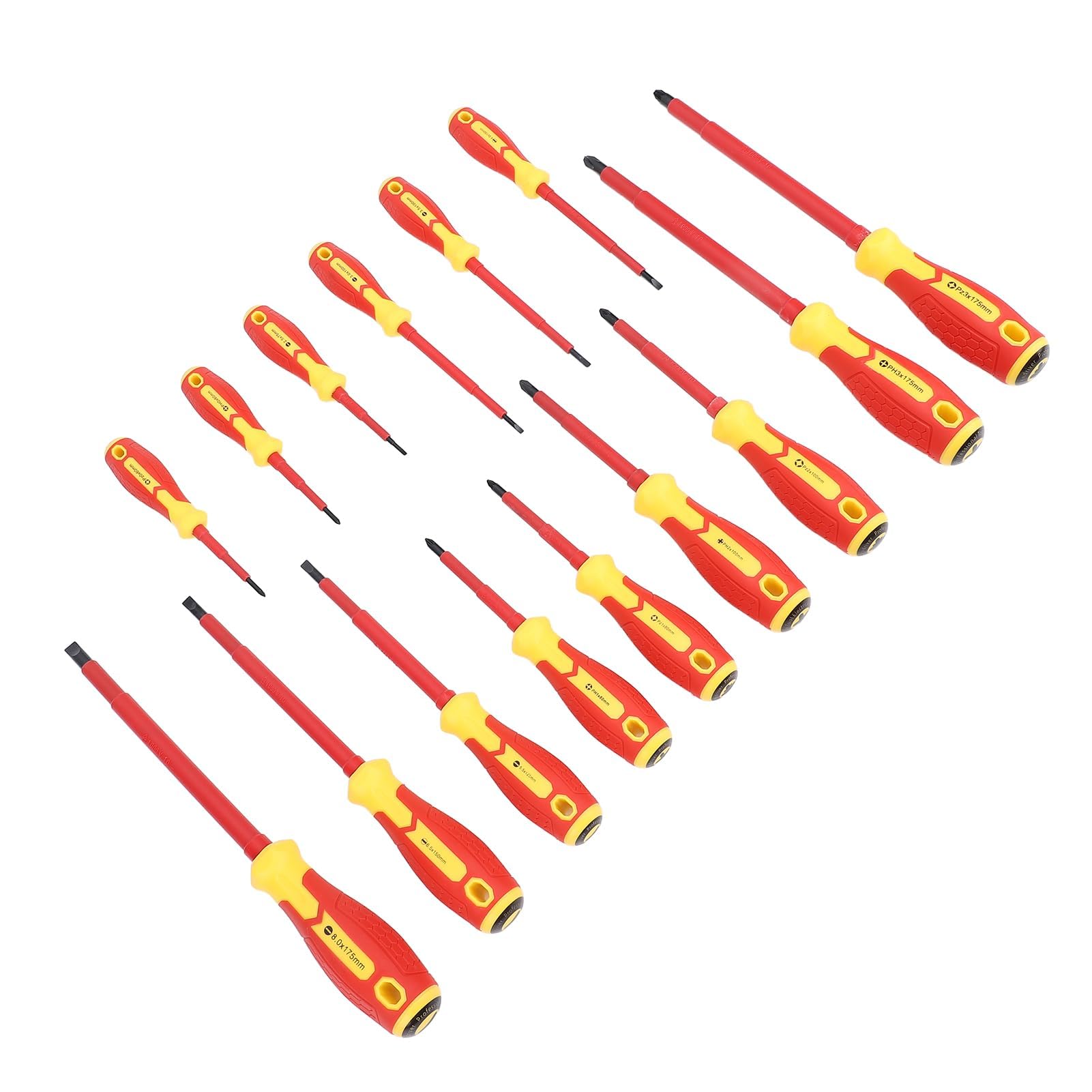 Juego de 15 destornilladores eléctricos aislados de 1000 V, kit de destornilladores eléctricos profesionales con cuchillas de cromo vanadio y agarre acolchado ergonómico para uso doméstico y vehículo