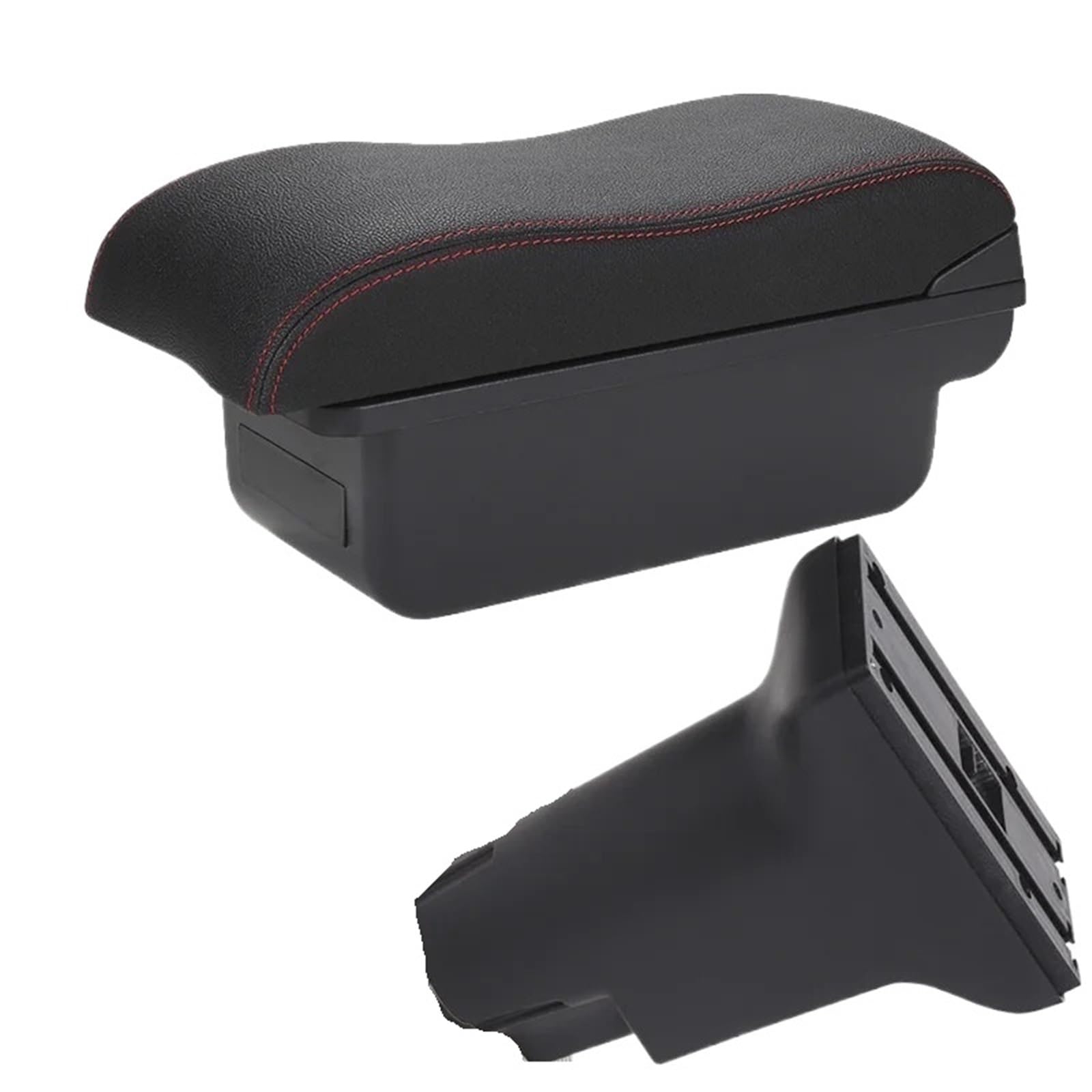 AWGNTQQ Car Armrests For Fiat 500 2012-2025 Car Armrest Auto Storage Box Dedicated Retrofit Parts Interior Accessories(C1 Black red NO USB)