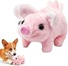 Walking Electric Plush Pet Realistic Pig, Walking Piggy Interactive Moving Dog Toy, Dogs Toys with Pig Nose for Boredom, Oink Twitch Nose Wag Tail Interactive Pigs for Family Members and Pets