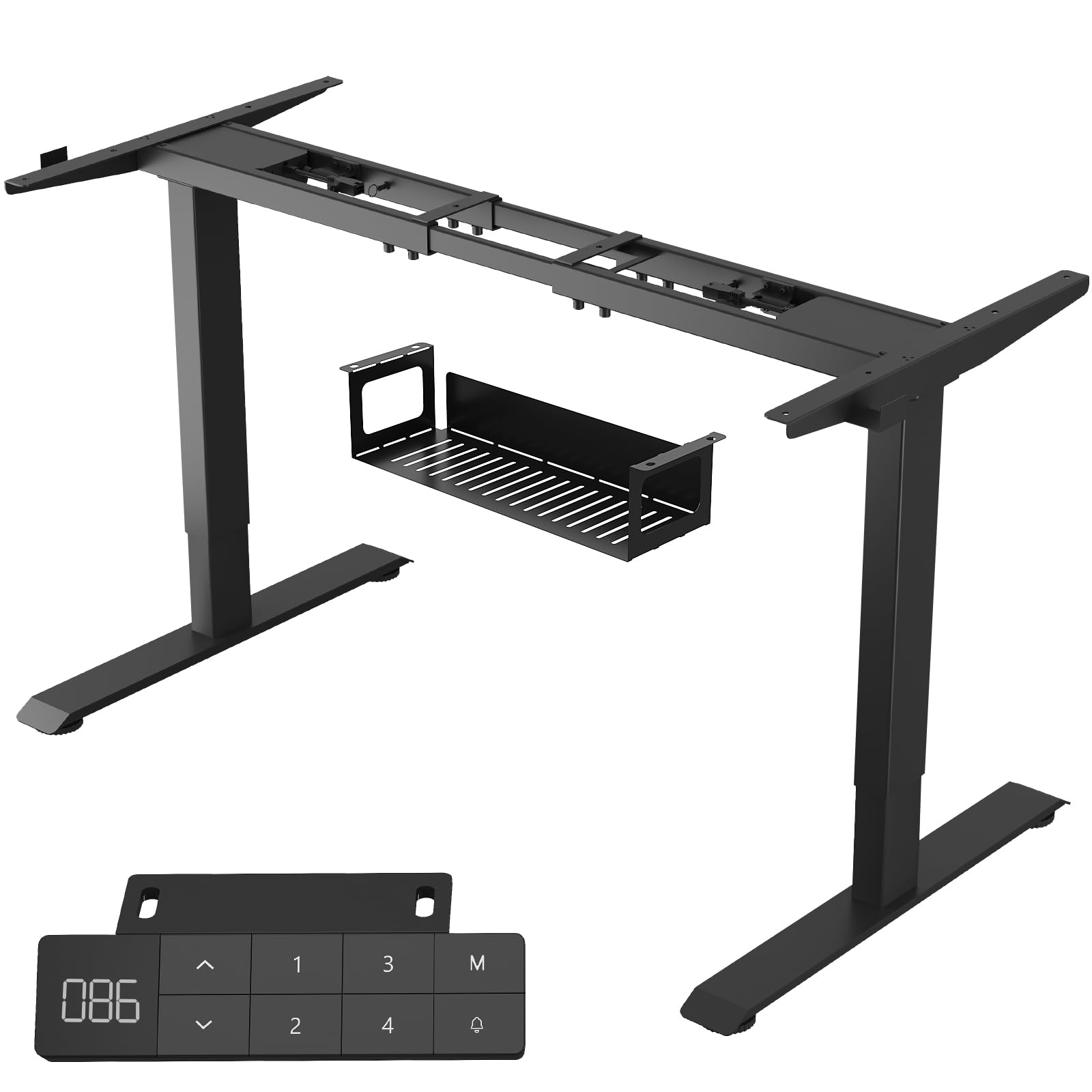 JUMMICO Höhenverstellbarer Schreibtisch Gestell 3er Set, Stabiler Tischgestell, Elektrisch Höhenverstellbare Tischbeine, Steh-Sitz Bürotisch, Stehpult, Standing Desk mit 2 Memory-Funktion Schwarz