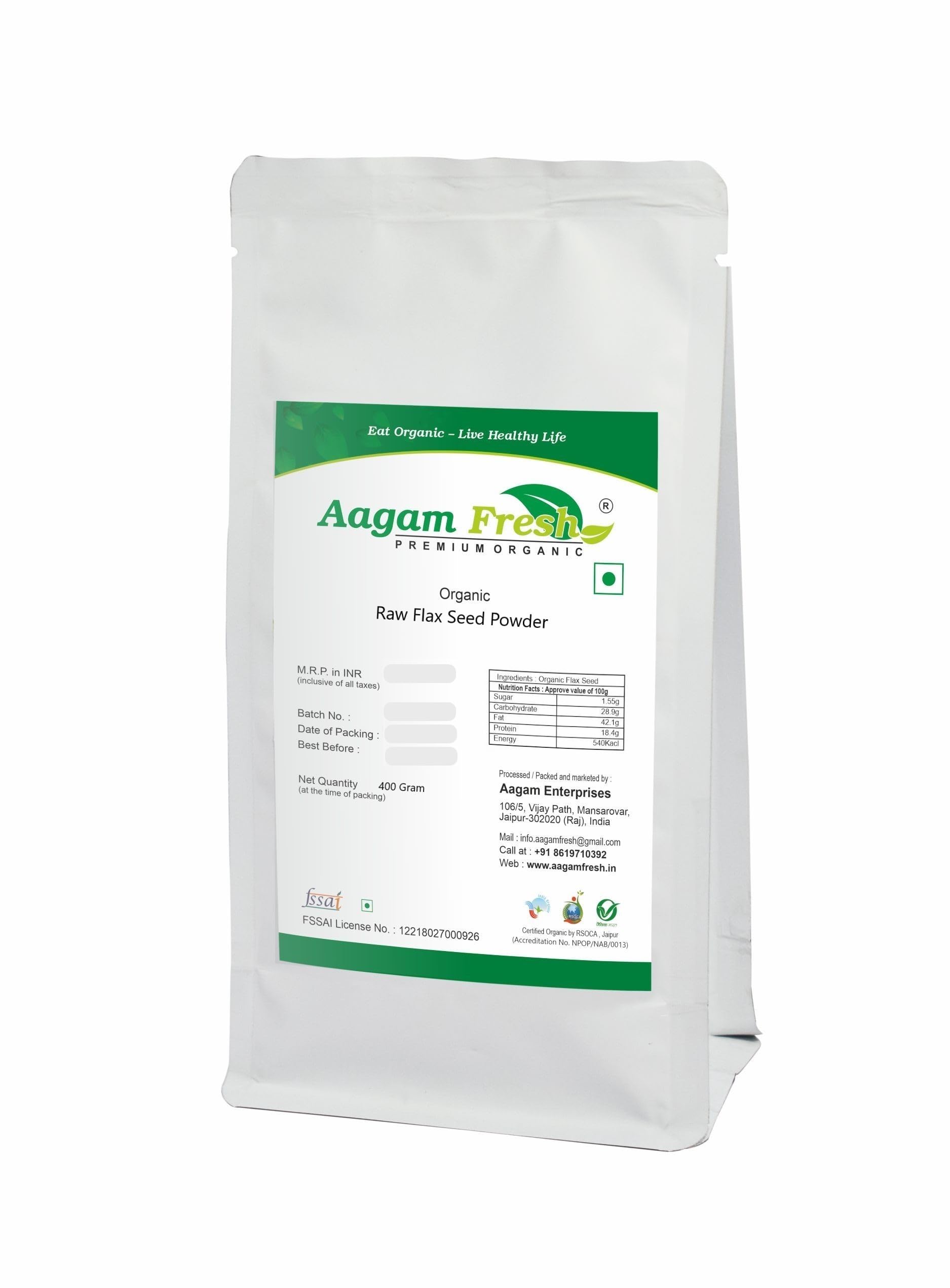 Aagam Fresh Organic Raw Flax Seed Powder (lineseed / Alsi Powder - अलसी पाउडर) - 400 Gram (B07YQW7G6J) Amazon Price History, Amazon Price Tracker
