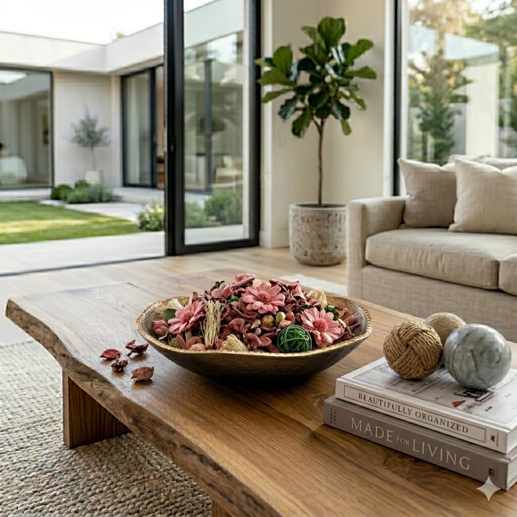 Naturally Potpourri Bag Home Décor | Floral Petals Vase & Bowl Filler Decoration (Hibiscus Pink)