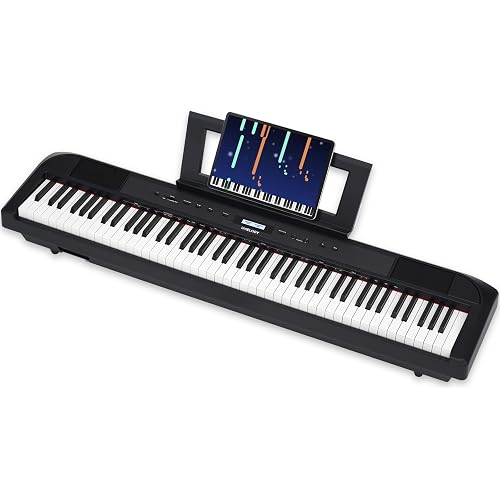 Digital Piano 88 Key Full Size for Beginners, Portable Keyboard with Sustain Pedal, Fully Weighted Touch Response, Built-in Speakers, Headphone Practice for Adults Kids Travel Small Space Daily Use